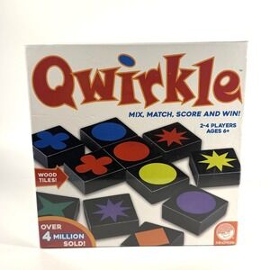 MindWare Qwirkle Game, 108 Durable Wooden Tiles & Canvas Drawstring Bag, Family